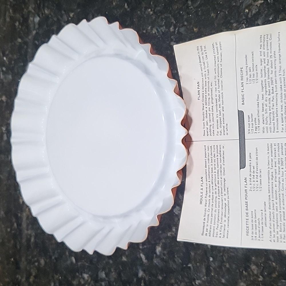 NWOT Vintage Orange Flan Tin with Recipe, Flan Recipe, Vintage Pie Tin
